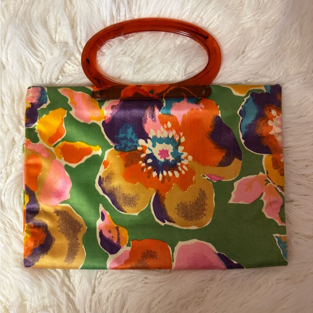 Vintage Floral Convertible Top-Handle Clutch
